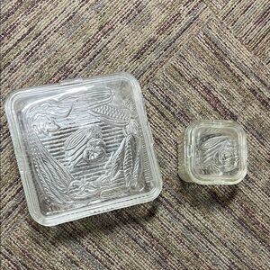 Large and Small Federal Glass / Hazel Atlas Antique Refrigerator Dish